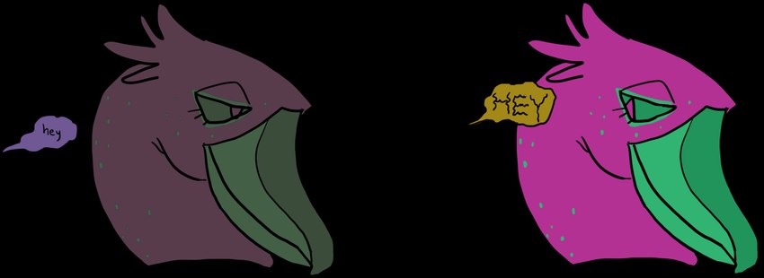 ambiguous_gender beak dialogue feathers feral green_beak purple_body purple_feathers smile solo text guncht maverick_(guncht) avian bird pelecaniform shoebill english_text headshot_portrait hi_res portrait