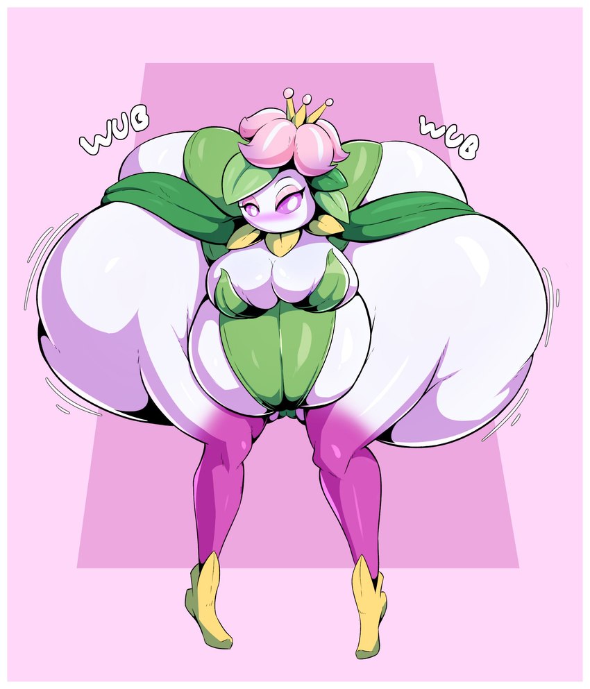 belly big_belly big_breasts big_butt blush blush_lines border breasts butt butt_expansion cleavage clothed clothing expansion female huge_breasts huge_butt hyper hyper_butt looking_at_viewer motion_lines narrowed_eyes not_furry pink_eyes plant pupils solo sound_effects text white_body white_border white_pupils veryfilthything nintendo pokemon elemental_creature elemental_humanoid flora_fauna generation_8_pokemon hisuian_form hisuian_lilligant humanoid plant_humanoid pokemon_(species) regional_form_(pokemon) 2023 colored digital_media_(artwork) hi_res