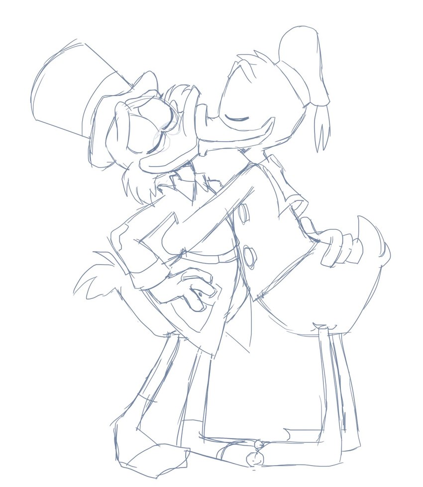 anthro clothed clothing duo eyes_closed eyewear glasses hand_on_butt hat headgear headwear hug kissing male male/male igotdragons disney ducktales ducktales_(2017) donald_duck scrooge_mcduck anatid anseriform avian bird duck hi_res incest_(lore) nephew_(lore) uncle_(lore) uncle_and_nephew_(lore)