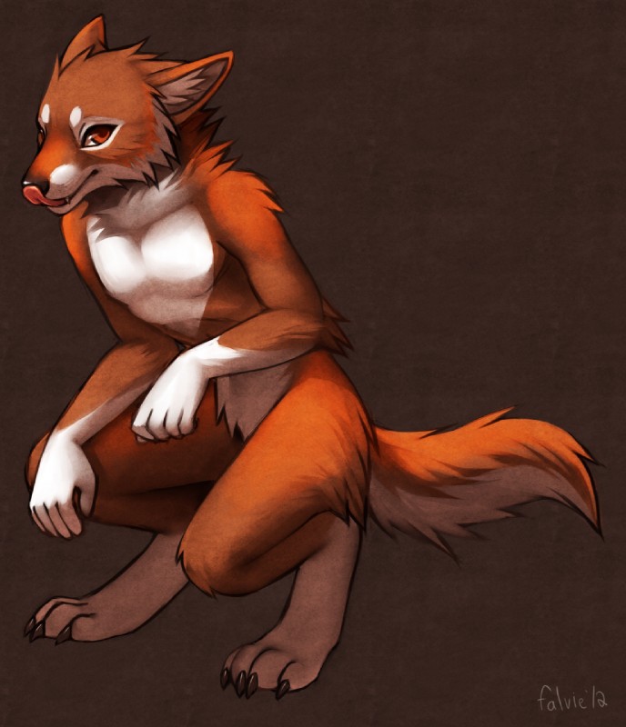 4_toes anthro brown_background brown_body brown_fur claws digitigrade feet fur hindpaw licking licking_lips licking_own_lips male nude orange_eyes paws self_lick simple_background solo tail toes tongue tongue_out falvie terak canid canine canis coyote mammal 2012 digital_media_(artwork) hi_res