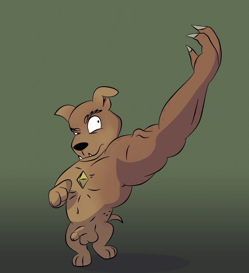 anthro daemon_ritus eye_ridges genitals growth male muscle_growth penis solo transformation americananomaly_(artist) hanna-barbera scooby-doo:the_movie scooby-doo_(series) scrappy-doo canid canine canis domestic_dog mammal hi_res