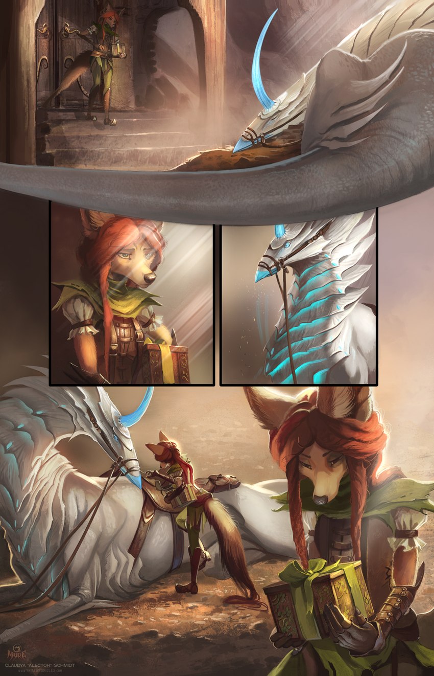 alert anthro awake blue_horn box breasts container day door door_handle doorknob doorway double_door duo earth female feral gift hair horn light light_beam male mount mount/rider_relations narrowed_eyes outside planet red_hair reins ribbons sad saddle saddle_bag sitting sleeping sunbeam sunlight walking alectorfencer myre mythology myre_(alectorfencer) varug canid canine canis coyote dragon mammal mythological_creature mythological_scalie scalie wingless_dragon comic hi_res