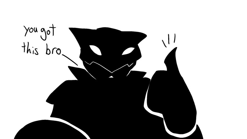 ambiguous_gender black_body dialogue gesture hand_gesture looking_at_viewer reassuring solo talking_to_viewer thumbs_up dragonweirdo guliedistodiez_(so_i'm_a_spider_so_what) human humanoid mammal 16:9 black_and_white comic hi_res monochrome reaction_image widescreen