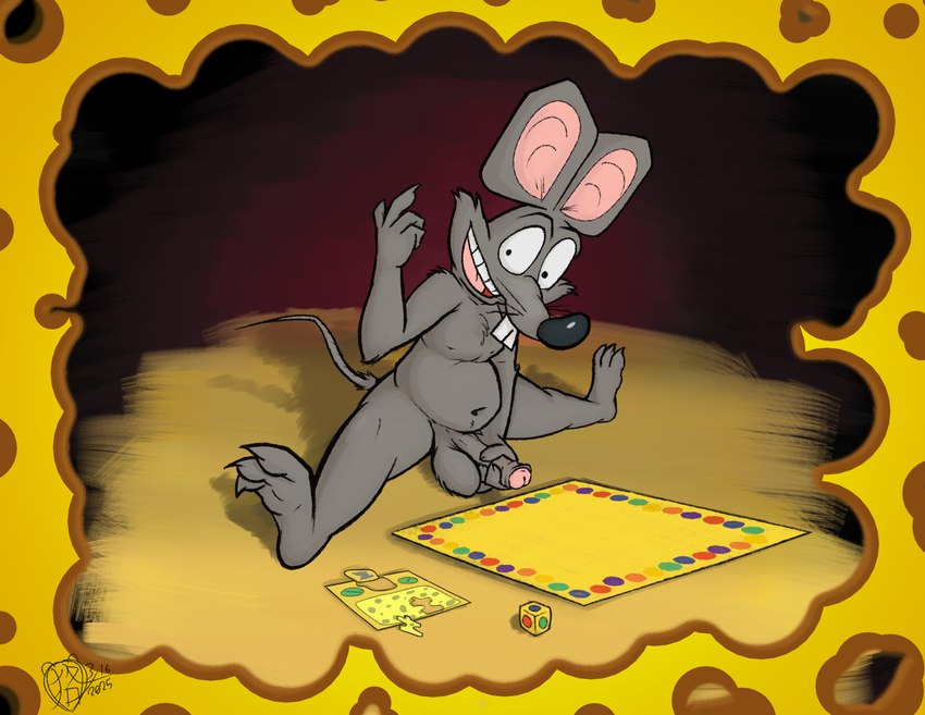 3_toes 4_fingers anthro balls beckoning big_ears big_eyes black_nose board_game border buckteeth cheek_tuft cheese chest_tuft dairy_products dancing dice facial_tuft feet fingers flexible food foreskin fur genitals gesture grey_body grey_fur holding_penis humanoid_genitalia humanoid_penis jigsaw_puzzle looking_at_viewer male masturbation navel nude open_mouth penile penile_masturbation penis puzzle_piece simple_background slightly_chubby smile solo splits spread_legs spreading square_ears teeth toes toony tuft whiskers lendri_mujina a_couple_a'_cowboys the_video_board_game_rap_rat rap_rat_(character) mammal murid murine rat rodent 2025 absurd_res dated digital_media_(artwork) hi_res medibang_paint_(artwork) signature