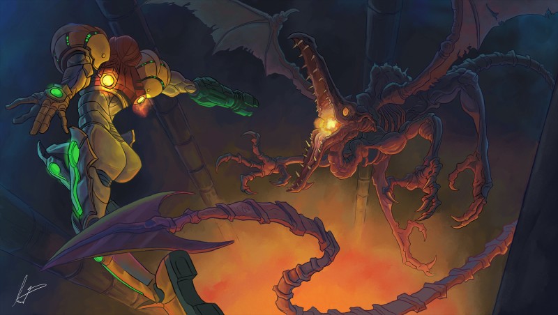 ridley and samus aran (mythology and etc) created by fabianleonardo