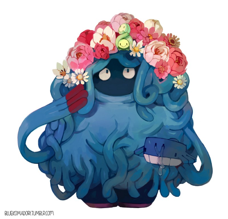 accessory ambiguous_gender duo feral flower flower_in_hair hair hair_accessory plant smile tentacles water watering_can bluekomadori nintendo pokemon budew elemental_creature flora_fauna generation_4_pokemon pokemon_(species) tangrowth hi_res