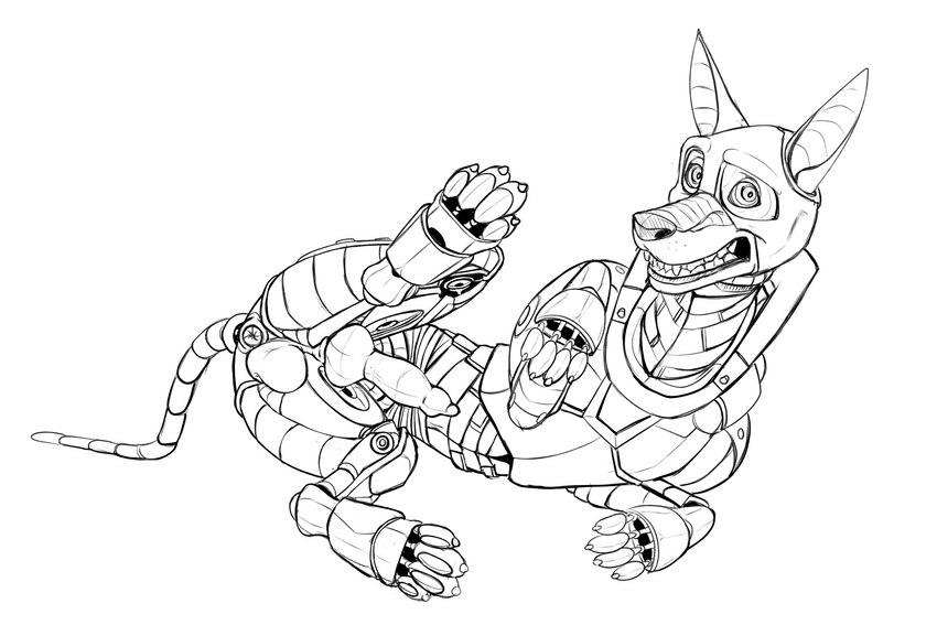 cybernetics feral machine male solo wugi hanna-barbera scooby-doo_(series) dynomutt canid canine canis cyborg dogborg domestic_dog mammal robot robot_dog 3:2 hi_res monochrome