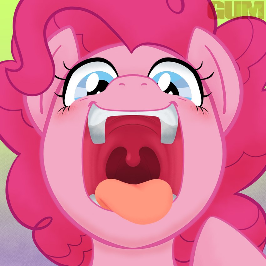 blue_eyes female feral fur gaping_mouth gesture hair hand_gesture mouth_shot open_mouth open_smile pink_body pink_fur pink_hair pointing pointing_at_mouth presenting_mouth smile solo tongue tongue_out uvula gum-k friendship_is_magic hasbro my_little_pony pinkie_pie_(mlp) earth_pony equid equine horse mammal pony 1:1 2022 digital_media_(artwork) hi_res