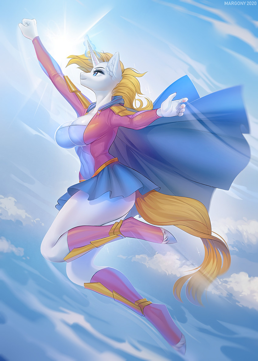 5_fingers anthro breasts clothed clothing day detailed_background female fingers hooves horn outside sky smile solo margony mythology pearl_belle_(goldfur) equid equine mammal mythological_creature mythological_equine unicorn 2020 digital_media_(artwork) hi_res