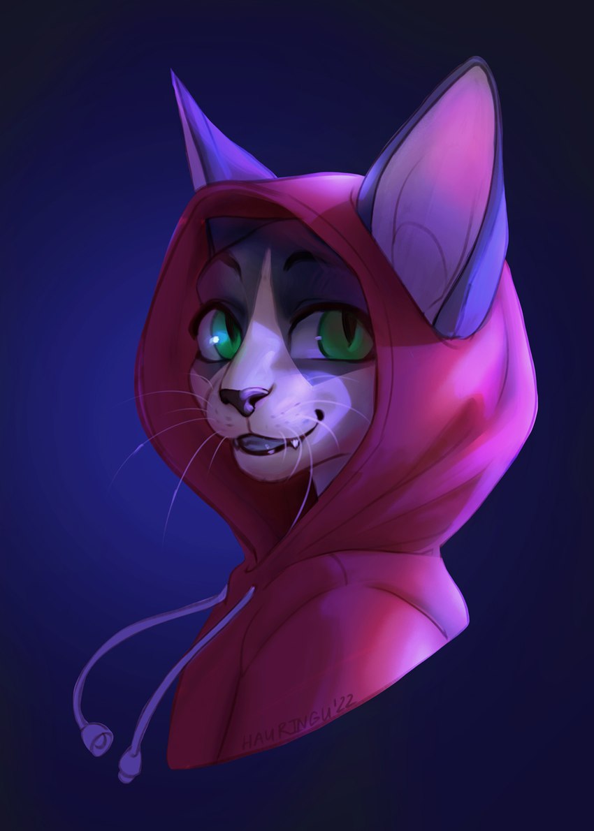 ambiguous_gender anthro clothed clothing eyebrows eyelashes green_eyes smile solo whiskers hauringu domestic_cat felid feline felis mammal 2022 bust_portrait digital_media_(artwork) hi_res portrait