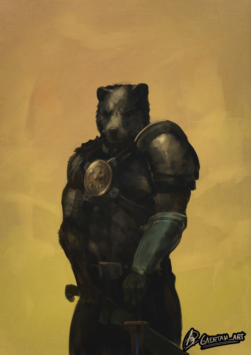 anthro barbarian gladiator warrior gaertan wacom badger mammal mustelid musteline digital_media_(artwork) digital_painting_(artwork) hi_res krita_(artwork) signature