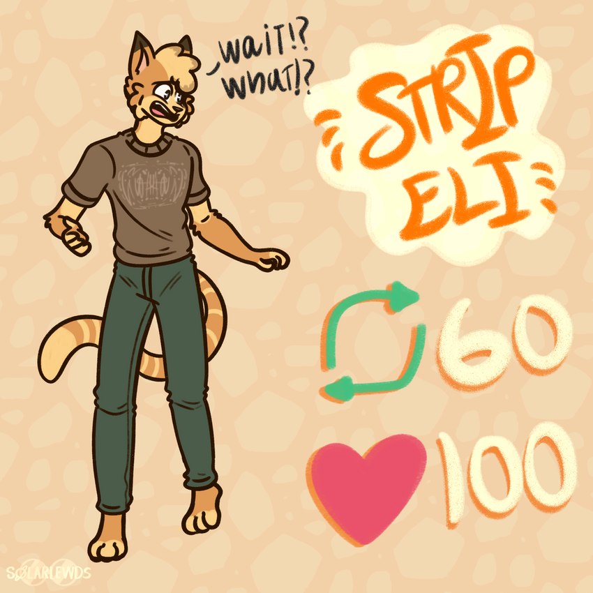 anthro art_meme breaking_the_fourth_wall clothed clothing fur male multicolored_body multicolored_fur simple_background solo text yellow_body yellow_fur solarlewds strip_meme twitter eli_(solarlewds) felid feline mammal 1:1 digital_media_(artwork) english_text hi_res meme