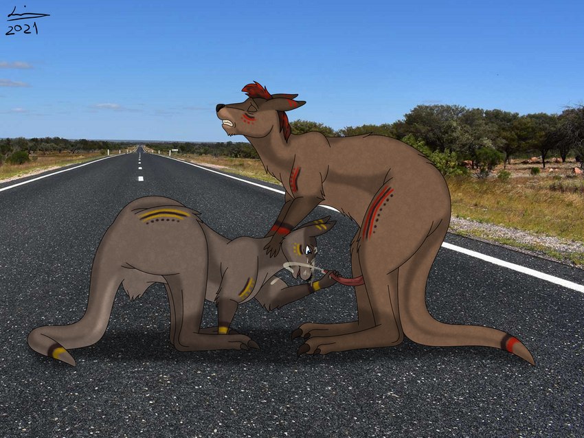 animal_genitalia animal_penis australia australian australian_outback bodily_fluids bodypaint brown_body brown_fur cum cum_on_face cum_on_ground cumshot duo ejaculation erection eyes_closed female feral fur genital_fluids genitals handjob handjob_from_feral huge_cumshot looking_pleasured male male/female markings marsupial_penis masturbation nude open_mouth orgasm orgasm_face outback pelvic_thrust penile penile_masturbation penis photo photo_background road sex smile smiling_at_another smiling_at_partner tribal tribal_markings reinderworld kangaroo macropod mammal marsupial red_kangaroo 2021 digital_media_(artwork) hi_res photography_(artwork)