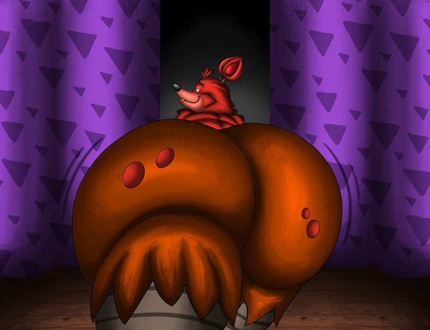 anthro big_butt butt looking_at_viewer looking_back looking_back_at_viewer machine male presenting presenting_hindquarters solo sunflower_fox five_nights_at_freddy's scottgames foxy_(fnaf) animatronic canid canine fox mammal robot hi_res