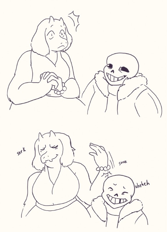sans and toriel (undertale (series) and etc) created by skellymor