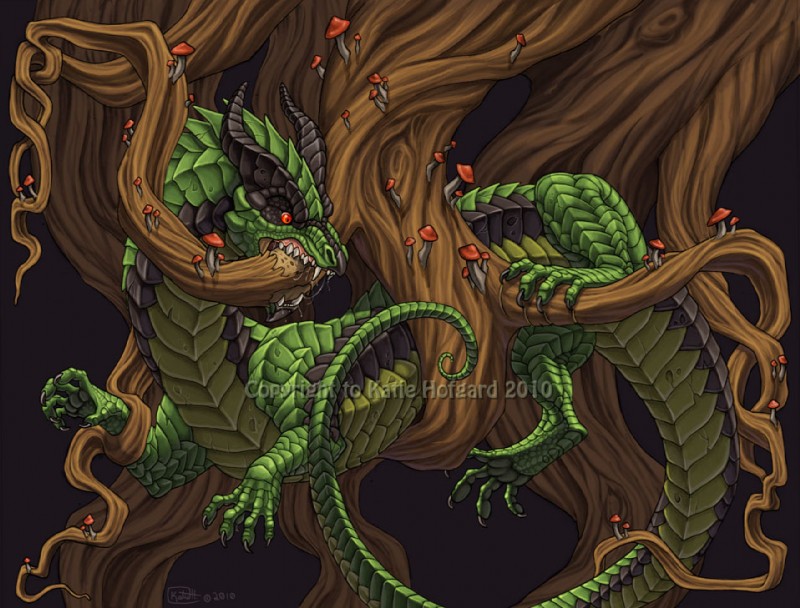 nidhogg and yggdrasil (european mythology and etc) created by katie hofgard