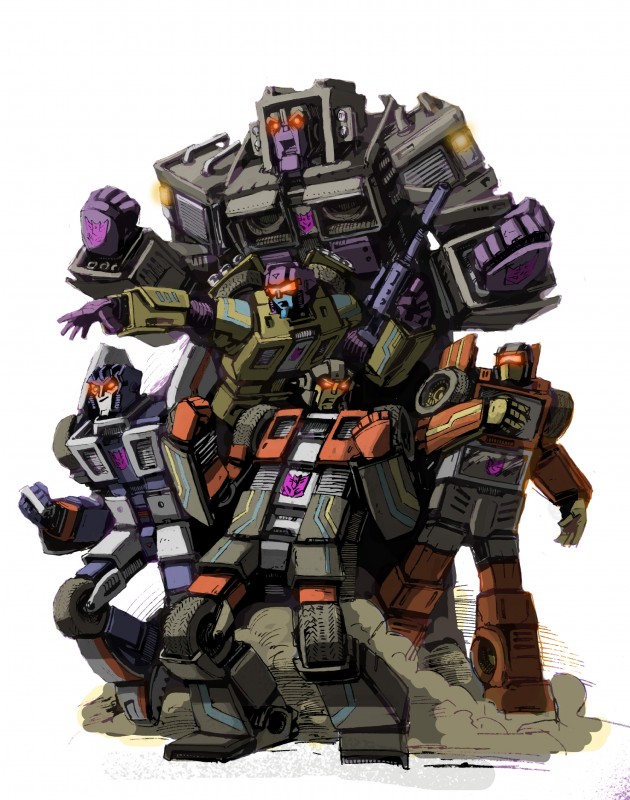 ambiguous_gender angry decepticon fingers group holding_object holding_weapon humanoid_hands looking_back machine multicolored_body not_furry open_mouth ranged_weapon red_eyes simple_background size_difference standing vehicle weapon wheel klejpull hasbro takara_tomy transformers breakdown_(transformer) dead_end drag_strip motormaster wildrider cybertronian humanoid living_machine robot stunticons 2012 absurd_res digital_drawing_(artwork) digital_media_(artwork) hi_res