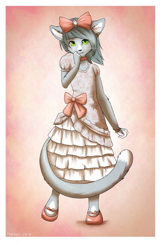 alternative_fashion anthro biped clothed clothing collar crossdressing dress femboy j-fashion lolita_(fashion) male scene_haircut solo standing sweet_lolita young young_anthro young_male nayel-ie domestic_cat felid feline felis mammal hi_res