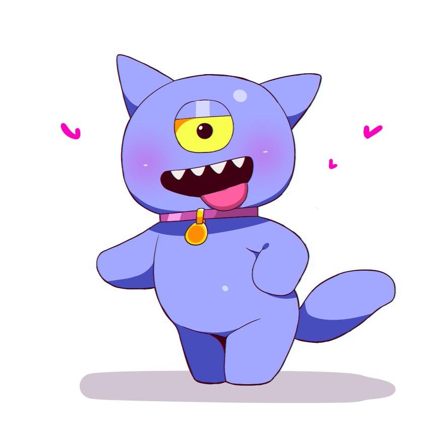 1_eye ambiguous_gender anthro collar open_mouth solo tongue tongue_out meringue_(pixiv) uglydolls ugly_dog 1:1