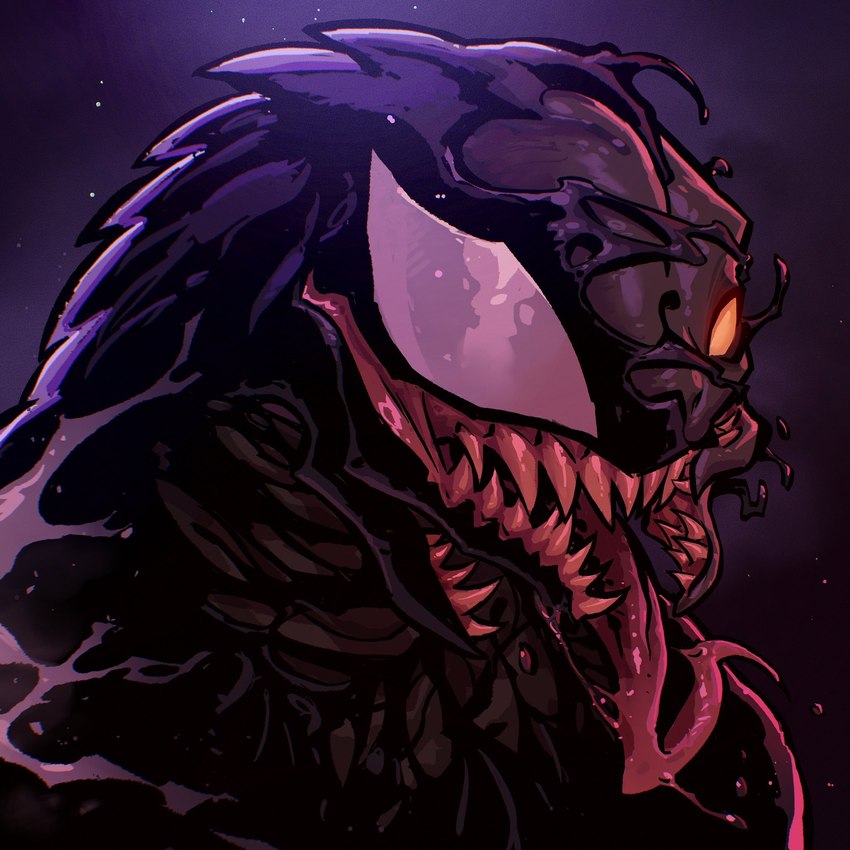 ambiguous_gender bodily_fluids glowing glowing_eyes goo_transformation long_tongue mandibles no_pupils open_mouth orange_eyes saliva sharp_teeth simple_background solo teeth tongue transformation maxspite halo_(series) marvel microsoft xbox_game_studios alien sangheili symbiote 1:1 2024 colored headshot_portrait hi_res portrait shaded