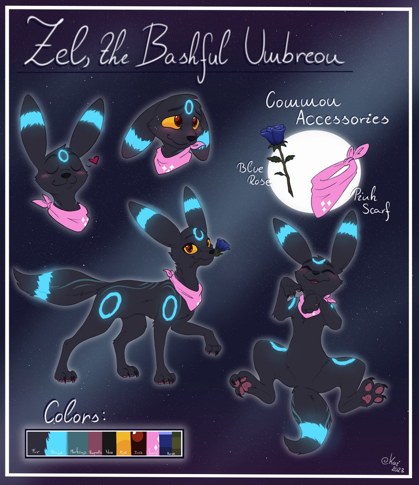 belly blush feral lying male on_back pawpads paws shy solo standing text titallulah nintendo pokemon zel_(zelgius) eeveelution generation_2_pokemon pokemon_(species) umbreon absurd_res english_text headshot_portrait hi_res model_sheet portrait