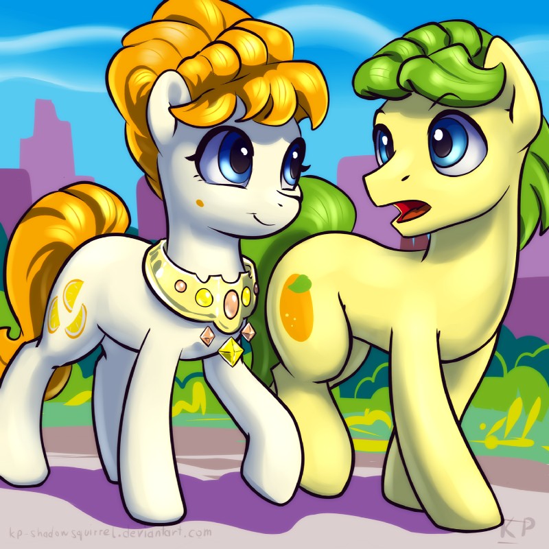 duo eye_contact female feral husband looking_at_another male wife karol_pawlinski friendship_is_magic hasbro my_little_pony aunt_orange_(mlp) uncle_orange_(mlp) earth_pony equid equine horse mammal pony 1:1 2015 hi_res