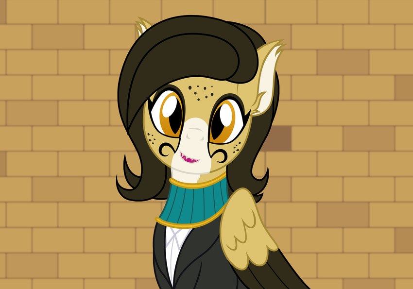 amber_eyes black_eyeliner black_hair clothing crooked_smile eyeliner female feral hair looking_at_viewer makeup pupils quadruped slit_pupils wings badumsquish hasbro my_little_pony mythology fan_character sourpuss_(oc) cheetah felid feline mammal mythological_creature mythological_sphinx hi_res