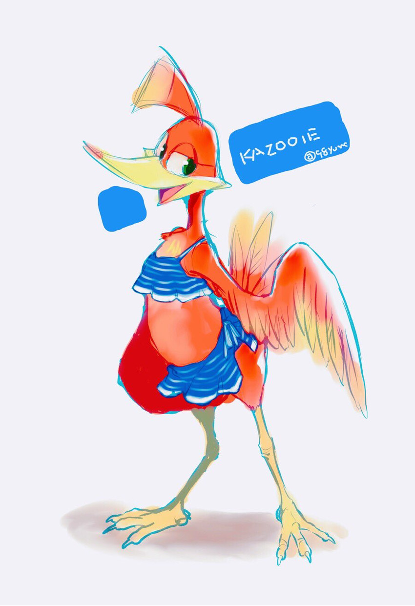 clothing female smile solo swimwear two-piece 98yume banjo-kazooie rareware kazooie avian bird hi_res