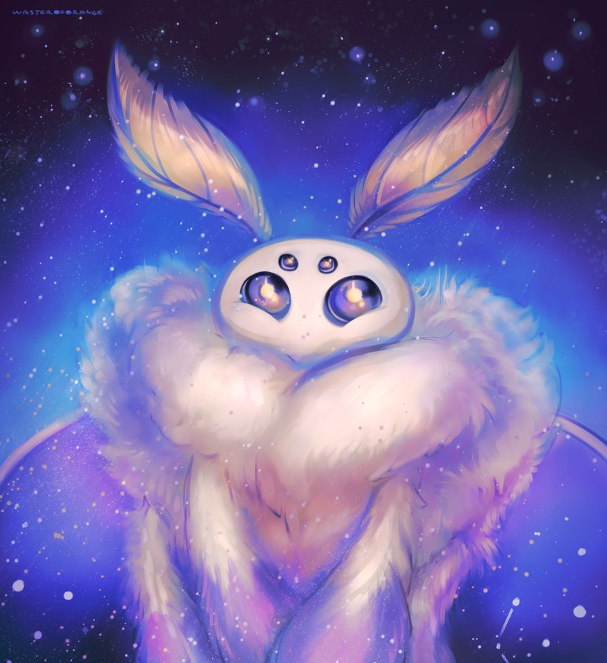 4_arms 4_eyes antennae_(anatomy) anthro arms_together big_tuft constellation constellation_markings cosmic_background front_view fur glistening glistening_eyes male multi_arm multi_eye multi_limb neck_tuft nude purple_eyes purple_wings solo space space_background starry_background starry_wings tuft white_antennae white_arms white_body white_fur white_head white_legs wings wasteroforange pengsong_(ilyaiii) arthropod deity insect lepidopteran moth 2023 hi_res portrait signature male_(lore)