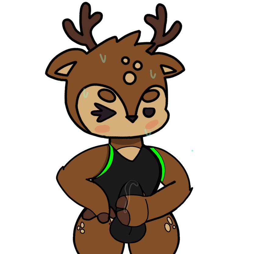 anthro antlers balls blush bodily_fluids brown_body brown_fur bulge clothing cum cum_in_clothing cum_in_pants cum_through_clothing cum_through_pants erection fur genital_fluids genitals half-closed_eyes horn looking_at_viewer male masturbation mouthless narrowed_eyes one_eye_closed penis simple_background solo stroking_penis sweat wet wet_clothing phant0mhat pixile_studios super_animal_royale deer mammal 2021 absurd_res digital_media_(artwork) hi_res sketch