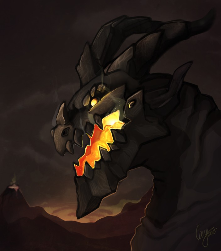 ambiguous_gender black_body black_scales cloud detailed_background eyebrows facial_horn feral glowing glowing_eyes horn mountain nose_horn outside scales side_view smoke solo sunset tongue volcano yellow_eyes yellow_tongue casynuf blizzard_entertainment mythology warcraft deathwing dragon mythological_creature mythological_scalie scalie 2015 absurd_res bust_portrait hi_res portrait