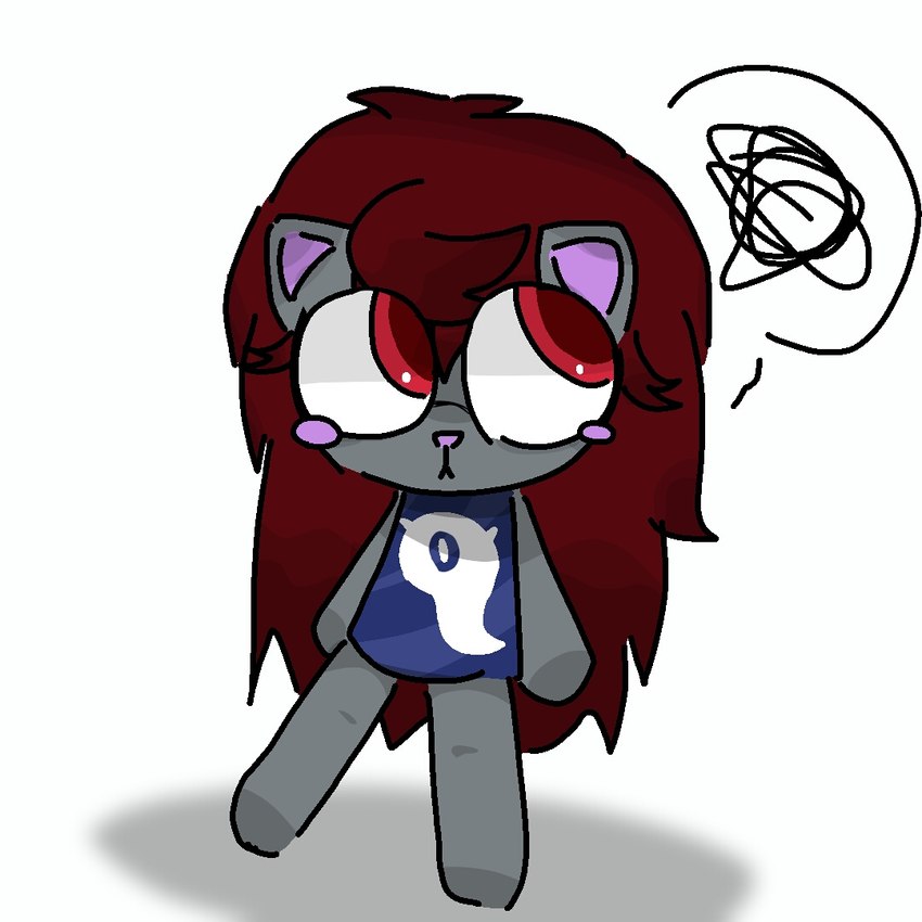 blush clothed clothing female fur grey_body grey_fur hair long_hair looking_away pink_nose pointy_ears prick_ears red_eyes red_hair scribbles triangle_nose xfs pretty_blood elisa_(pretty_blood) mammal porcupine rodent 1:1 cel_shading colored shaded