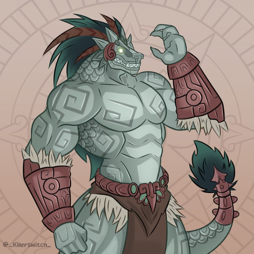 5_fingers abs anthro armor aztec belt biceps bottomwear bracers brown_armor brown_belt brown_body brown_bottomwear brown_bracers brown_clothing brown_feathers brown_loincloth brown_pseudo_hair claws clothed clothing feather_hair feathers featureless_chest finger_claws fingers fist furgonomics green_body green_claws green_feathers green_nose green_pseudo_hair green_scales loincloth male male_anthro markings multicolored_pseudo_hair muscular muscular_anthro open_mouth palms pecs pseudo_hair scales sharp_teeth snout solo tail tail_armor tail_tuft teeth topless topless_anthro topless_male tuft two_tone_loincloth two_tone_pseudo_hair white_bottomwear white_clothing white_loincloth yellow_eyes pumpking_wolf american_mythology aztec_mythology mesoamerican_mythology mythology quetzalcoatl deity feathered_scalie feathered_snake reptile scalie snake 1:1 2021 absurd_res artist_name hi_res