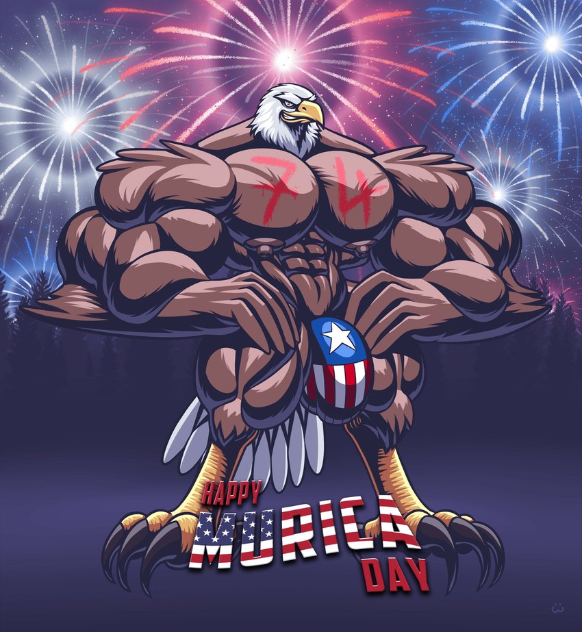 abs american_flag american_flag_underwear anthro bulge clothed clothing holidays male muscular muscular_anthro muscular_male nipples pecs solo underwear underwear_only united_states_of_america wolfiecanem 4th_of_july american_eagle accipitrid accipitriform avian bald_eagle bird eagle sea_eagle 2017 hi_res