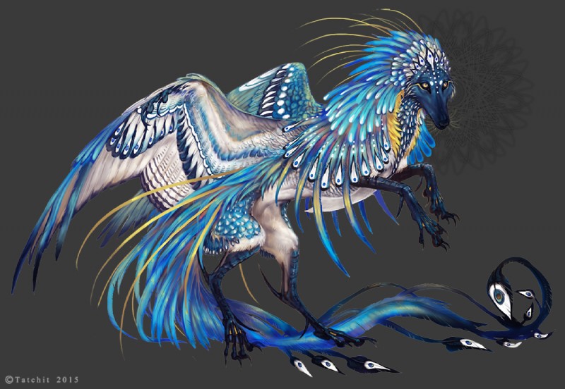 ambiguous_gender black_nose blue_body blue_fur claws feathers feral fur grey_background multicolored_body multicolored_fur simple_background solo spikes spikes_(anatomy) white_body white_eyes white_feathers nukerooster feonix 2015