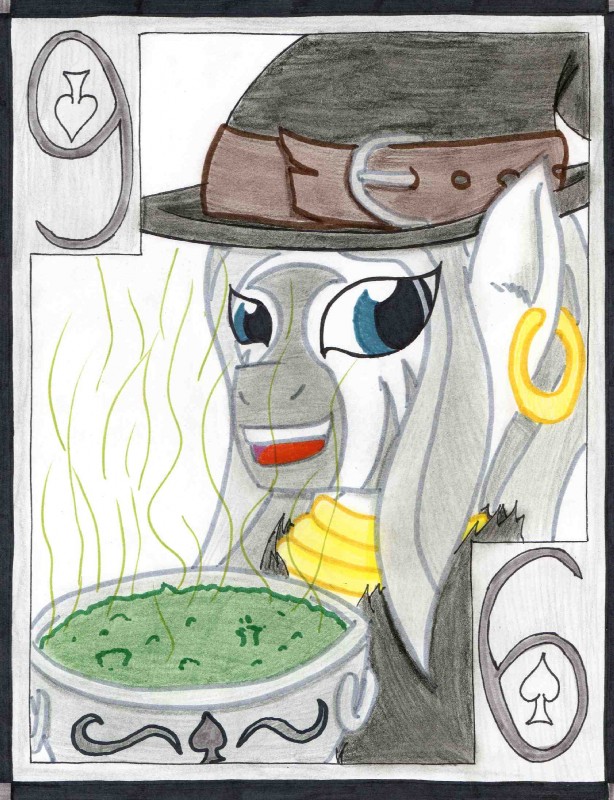 card card_template female hair magic_user number playing_card playing_card_template six_of_spades smile solo spades_(suit) suit_symbol witch the1king friendship_is_magic hasbro my_little_pony zecora_(mlp) equid equine horse mammal pony hi_res traditional_media_(artwork)