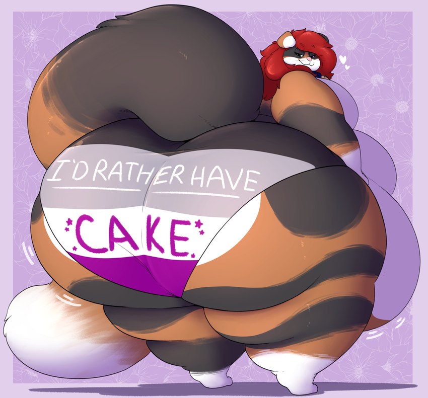 anthro asexual_pride_colors belly big_belly big_butt big_tail black_body black_fur bottom_heavy butt chubby_cheeks clothing fat_arms fat_legs female folded_ears fur hair huge_belly huge_butt huge_tail hyper hyper_belly hyper_butt lgbt_pride long_tail multicolored_clothing multicolored_panties multicolored_underwear obese obese_anthro orange_body orange_fur overweight overweight_anthro panties pride_color_clothing pride_color_panties pride_color_underwear pride_colors red_hair solo tail thick_thighs underwear white_body white_fur wide_hips noirbutt jayde_(fatass_catgirl) calico_cat domestic_cat felid feline felis mammal scottish_fold 2021 absurd_res hi_res