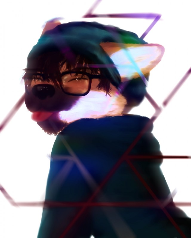 alternative_fashion anthro beanie brown_hair clothed clothing eyes_closed eyewear fur glasses hair hat headgear headwear hipster male open_mouth smile solo tongue skymafia xp canid canine fox mammal maned_wolf 2015 4:5 hi_res