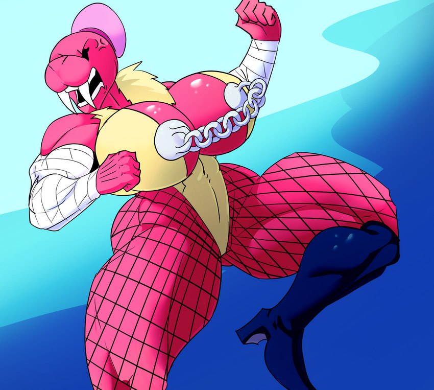 angry anthro big_breasts breasts chain cross-popping_vein female muscular muscular_anthro muscular_female solo tusks saesar ultimate_muscle suzie_tusket mammal marine pinniped walrus hi_res