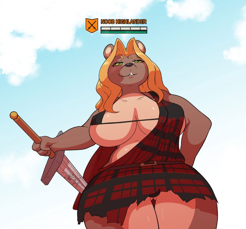 anthro big_breasts breasts female gameplay_mechanics gui health_bar melee_weapon nipple_outline solo sword under_boob weapon wide_hips wherewolf blue_byte_(game_developer) for_honor_(game) bear mammal absurd_res hi_res