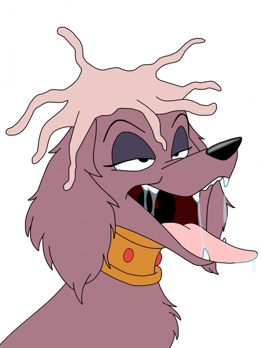 ahegao bodily_fluids female feral looking_pleasured open_mouth saliva solo candithewildpiggy an_american_tail don_bluth madame_mousey canid canine mammal 3:4 hi_res