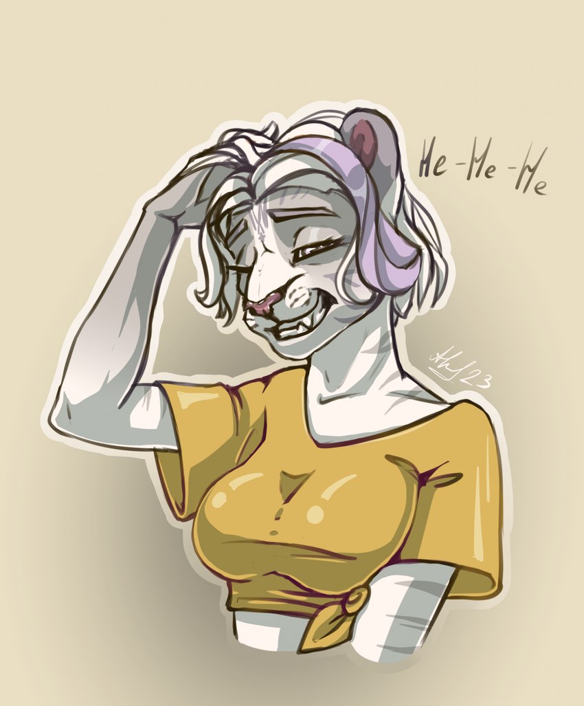 anthro clothed clothing female fur hair smile text aleks_pakaralex artfight felid feline mammal digital_media_(artwork) hi_res