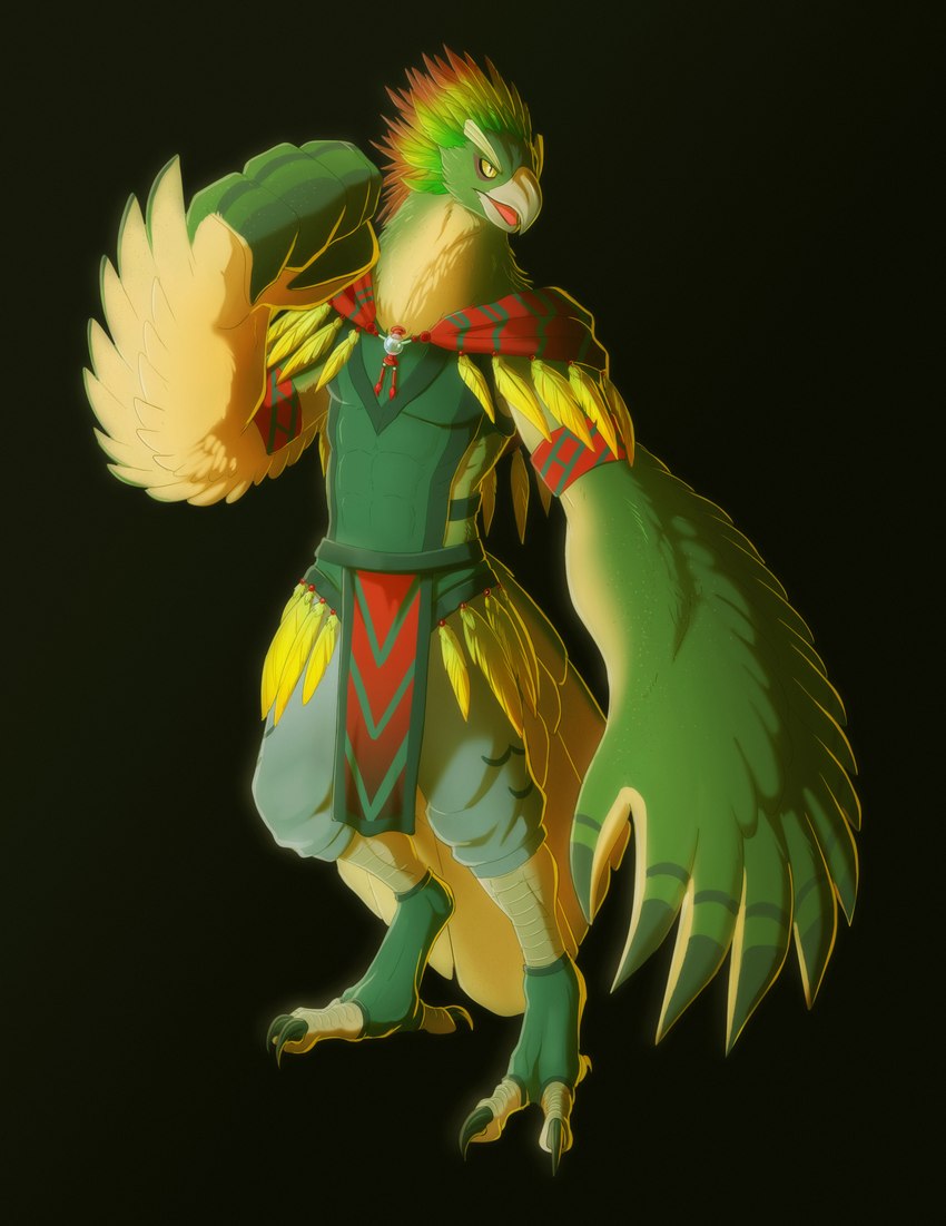 anthro claws clothed clothing feathers feet jewelry male open_mouth simple_background solo tongue essence_of_rapture nintendo the_legend_of_zelda skaereth avian harrier_(bird) rito absurd_res digital_media_(artwork) hi_res