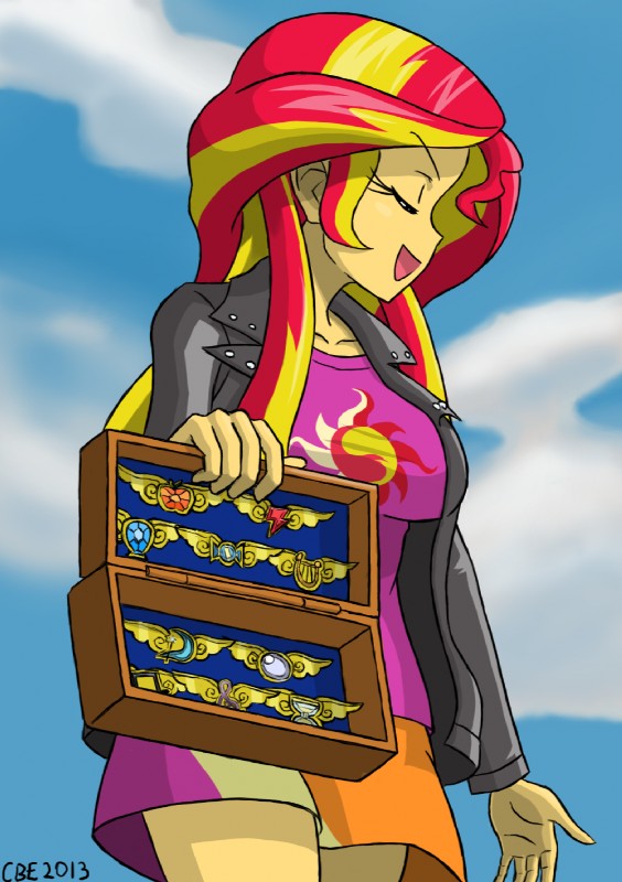 case clothing elements_of_harmony female hair human_only multicolored_hair not_furry open_mouth parody solo two_tone_hair crimsonbugeye equestria_girls hasbro my_little_pony sunset_shimmer_(eg) human mammal 2013 grandfathered_content hi_res