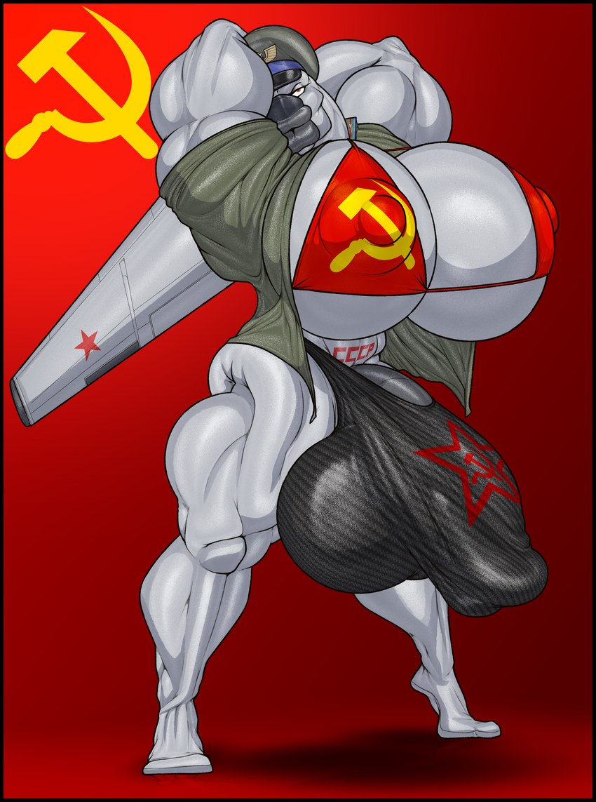 aircraft balls big_balls big_breasts big_bulge big_penis bikini bikini_top black_border border breasts bulge clothed clothing communism genitals gynomorph hammer_and_sickle huge_balls huge_breasts huge_bulge huge_penis hyper hyper_balls hyper_breasts hyper_bulge hyper_genitalia hyper_lips hyper_penis intersex lips machine muscular partially_clothed penis politics pose russian solo soviet_union swimwear thick_lips thong two-piece_swimsuit underwear uniform vehicle nolollygagging stanislava_(thechavicgerman) aircraft_humanoid humanoid living_aircraft living_machine living_vehicle absurd_res hi_res pinup