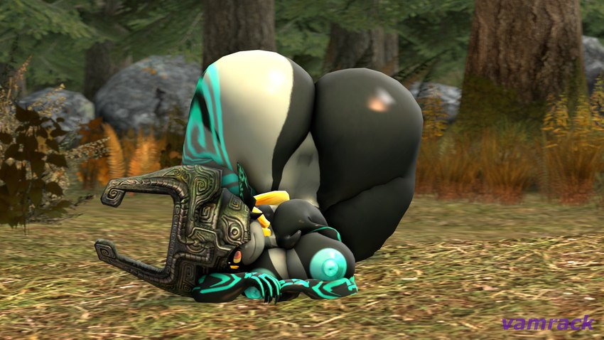 ass_up big_breasts big_butt breasts butt butt_focus clothing female fused_shadow headgear headwear huge_butt looking_at_viewer nipples on_ground puffy_nipples solo thick_thighs wide_hips vamrack nintendo the_legend_of_zelda twilight_princess midna humanoid imp twili 16:9 3d_(artwork) digital_media_(artwork) hi_res source_filmmaker_(artwork) widescreen