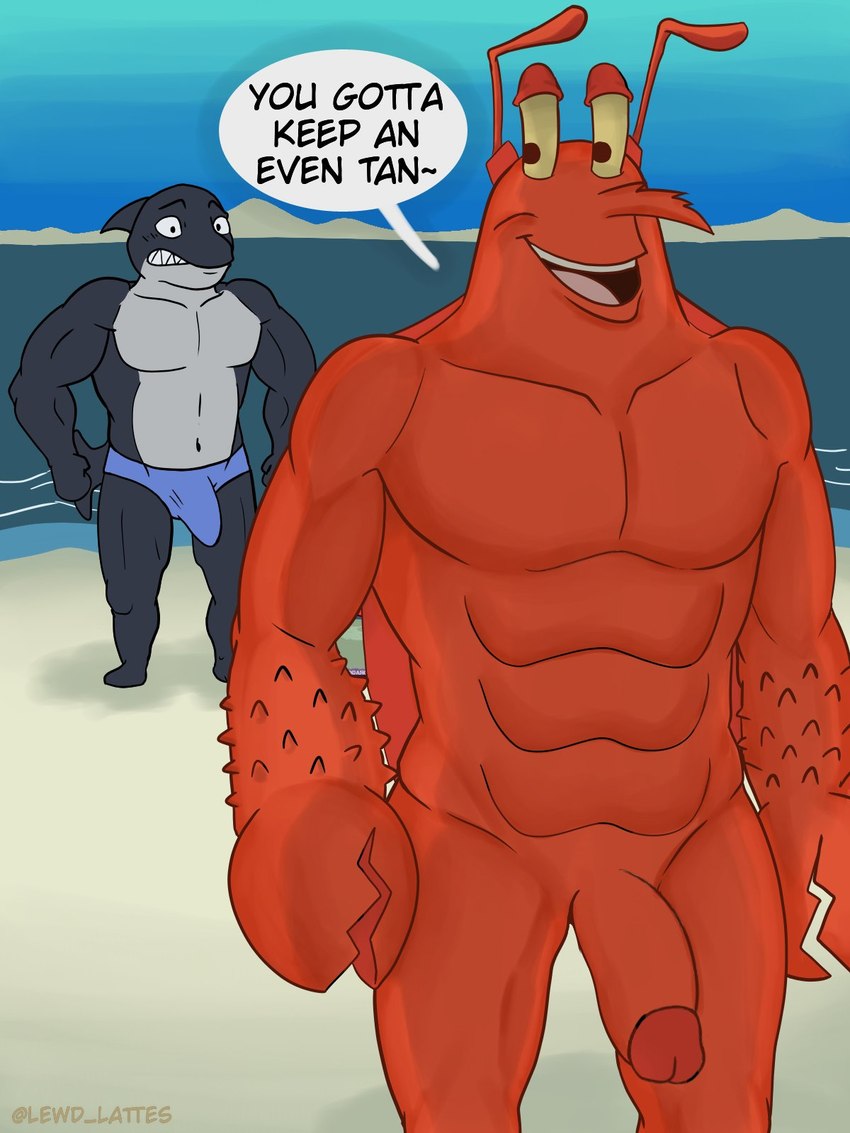 don the whale and larry the lobster (spongebob squarepants and etc) created by lewd latte