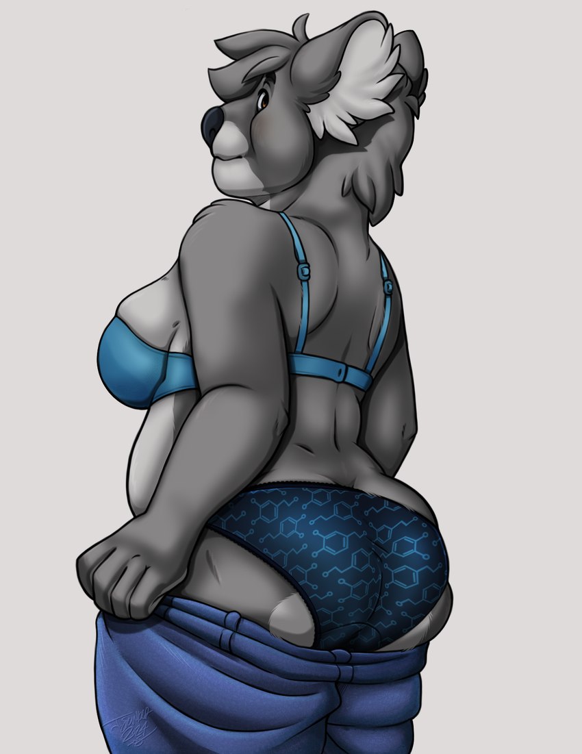 anthro bra butt clothed clothing donna_(os) female panties solo topless underwear os humanoid koala mammal marsupial vombatiform hi_res