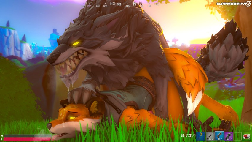 anal anal_penetration anthro anthro_on_feral anthro_penetrated bestiality bodily_fluids breath doggystyle dominant dominant_feral drooling drooling_on_partner duo feral feral_dominating_anthro feral_penetrating feral_penetrating_anthro from_behind_position gameplay_mechanics glowing glowing_eyes gui health_bar hud looking_pleasured male male/male male_penetrated male_penetrating male_penetrating_male open_mouth outside_sex paws penetration penile penile_penetration penis_in_ass pinned quadruped questionable_consent saliva sex submissive submissive_anthro tail teeth tongue yellow_eyes elisasharky_(artist) epic_games fortnite fennix_(fortnite) canid canine canis fox mammal red_fox true_fox wolf 16:9 3d_(artwork) 4k absurd_res digital_media_(artwork) hi_res source_filmmaker_(artwork) widescreen