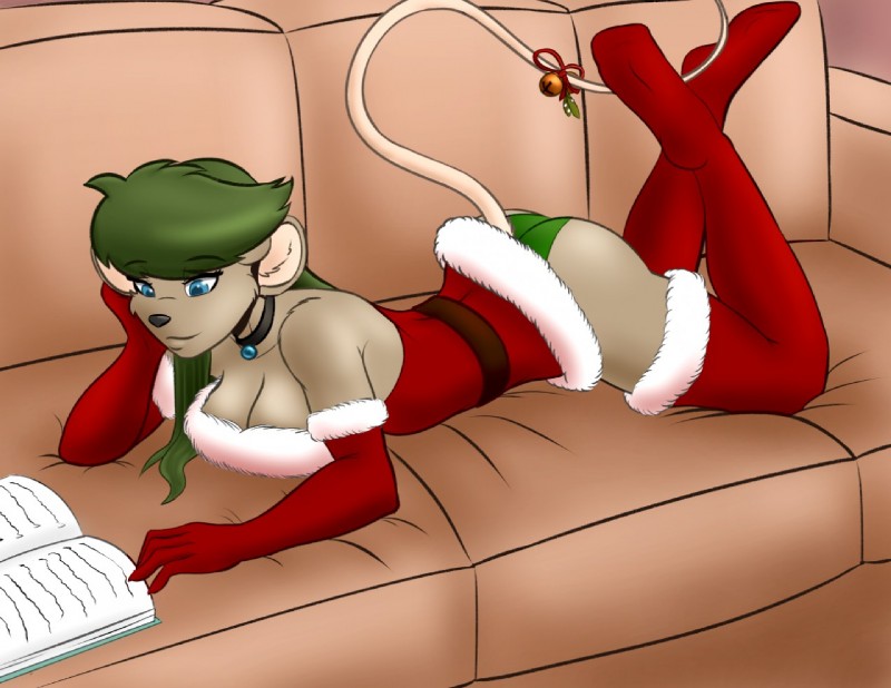 anthro blue_eyes clothed clothing female fur green_hair hair panties solo underwear emoti katie_tinson mammal mouse murid murine rodent digital_media_(artwork)